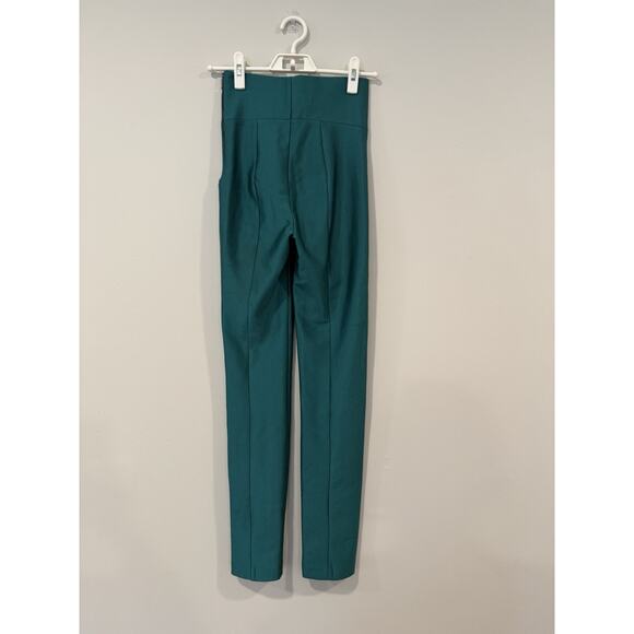 Zara Womens Studio Split Leg Cigarette Pants Metallic Green Size S 2328 - Picture 6 of 8
